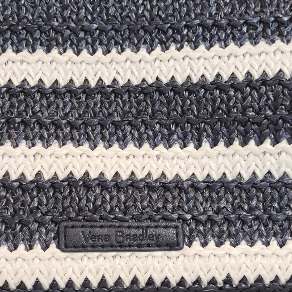 Vera Bradley Nautical Sailboat Straw Wristlet Blue White Stripe Zip bag - Picture 11 of 12